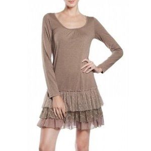 A’reve Slip Dress Long Sleeve Light Brown Boho